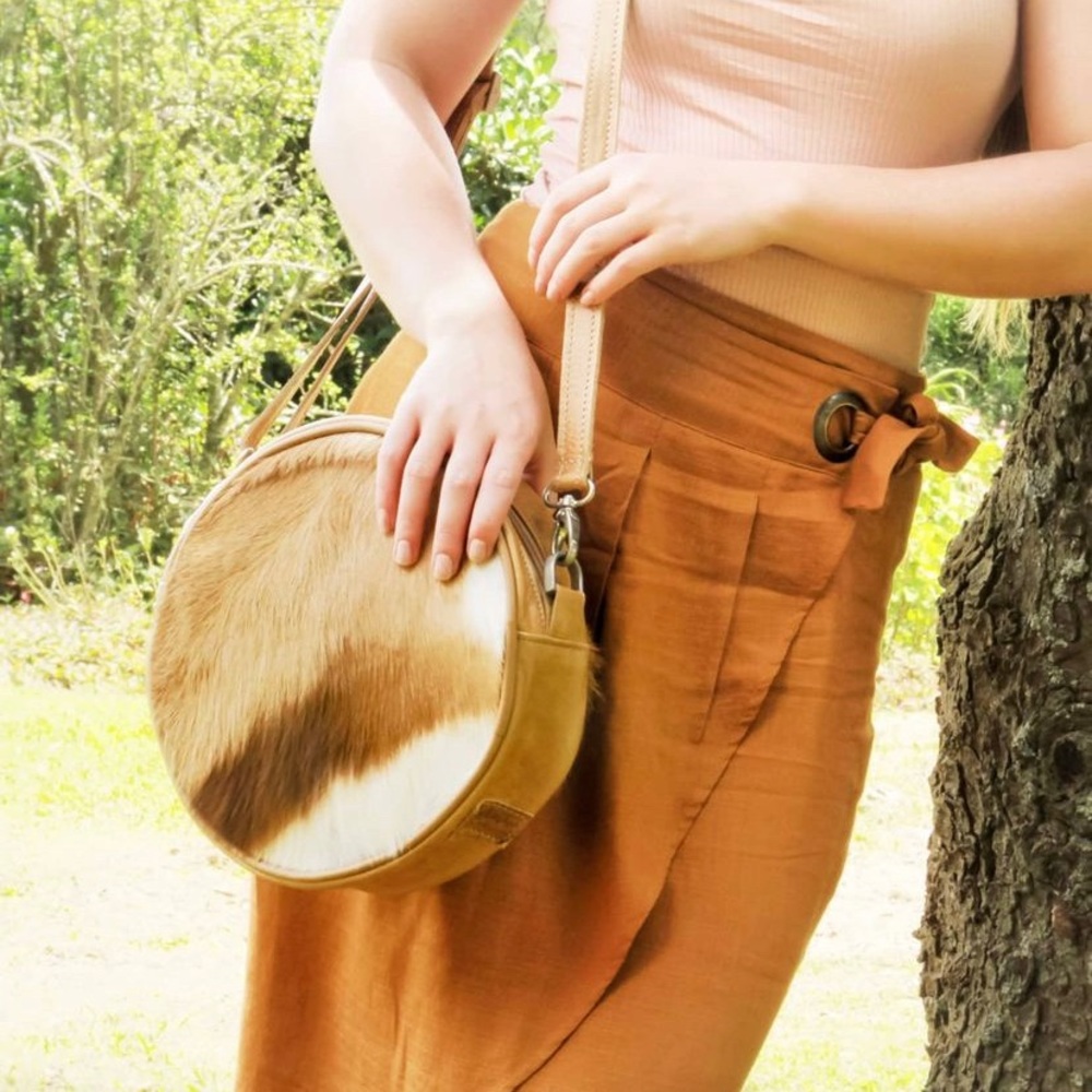*Genuine Leather/ Fur* - Emily Louise Round Handbag